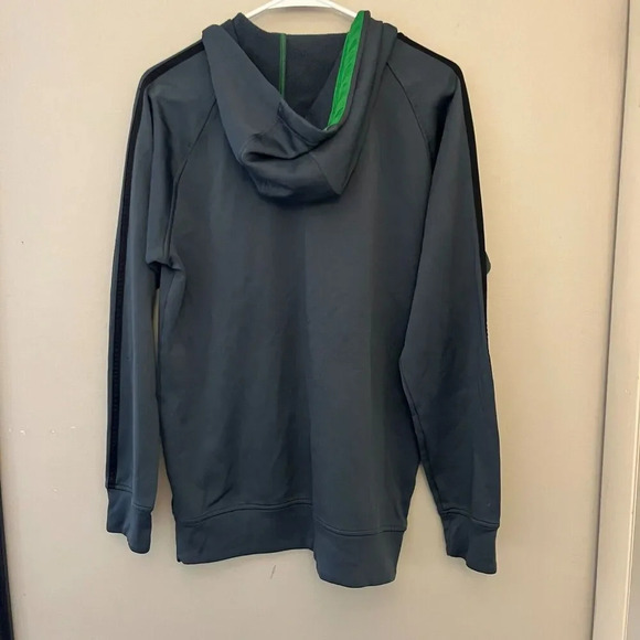 Adidas Mens Gray Sweatshirt M Fleece Hoodie Long Sleeve Pullover Soccer Workout - Picture 2 of 10